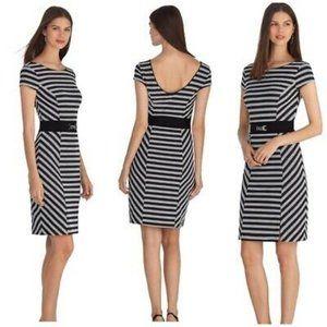Cap Sleeve Mesh Stripe Sheath Dress
